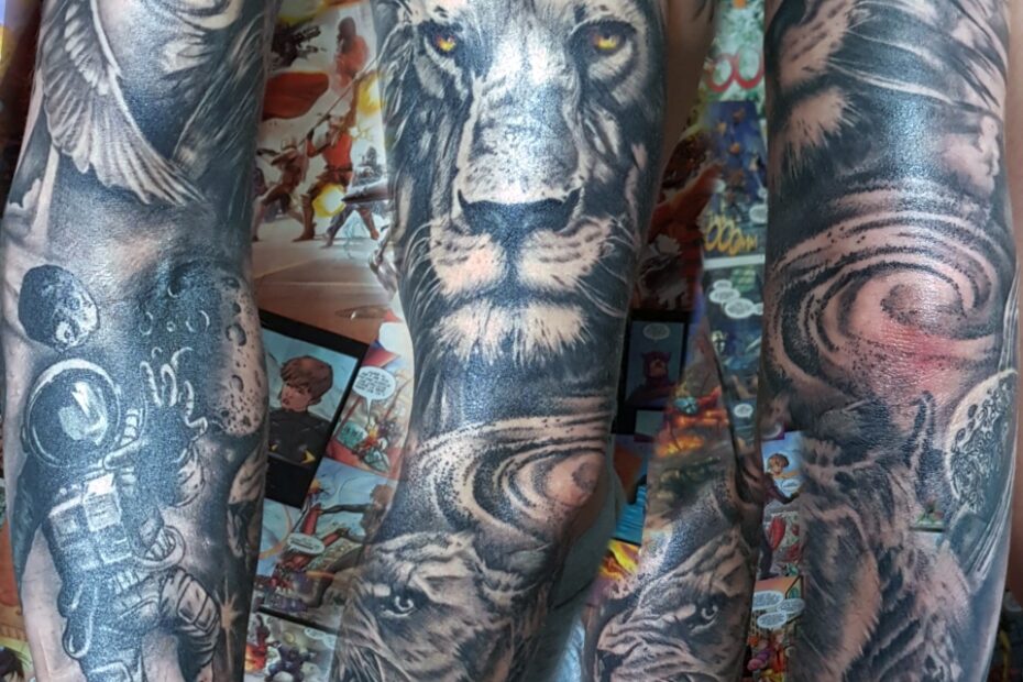 InkTrowertyk- tatuaż Garwolin - rodzinny rękaw z lwami