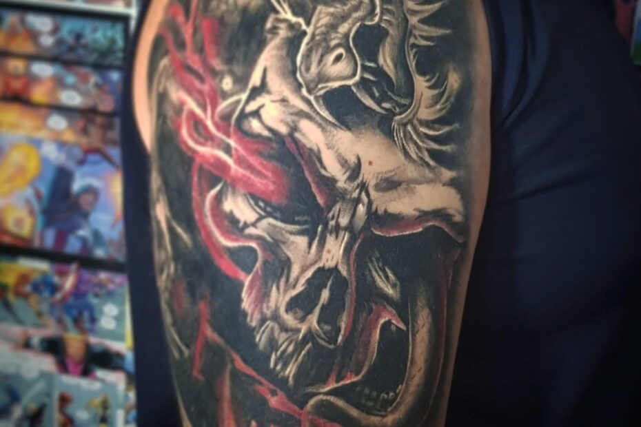 InkTrowertyk- tatuaż Garwolin "Old skull"